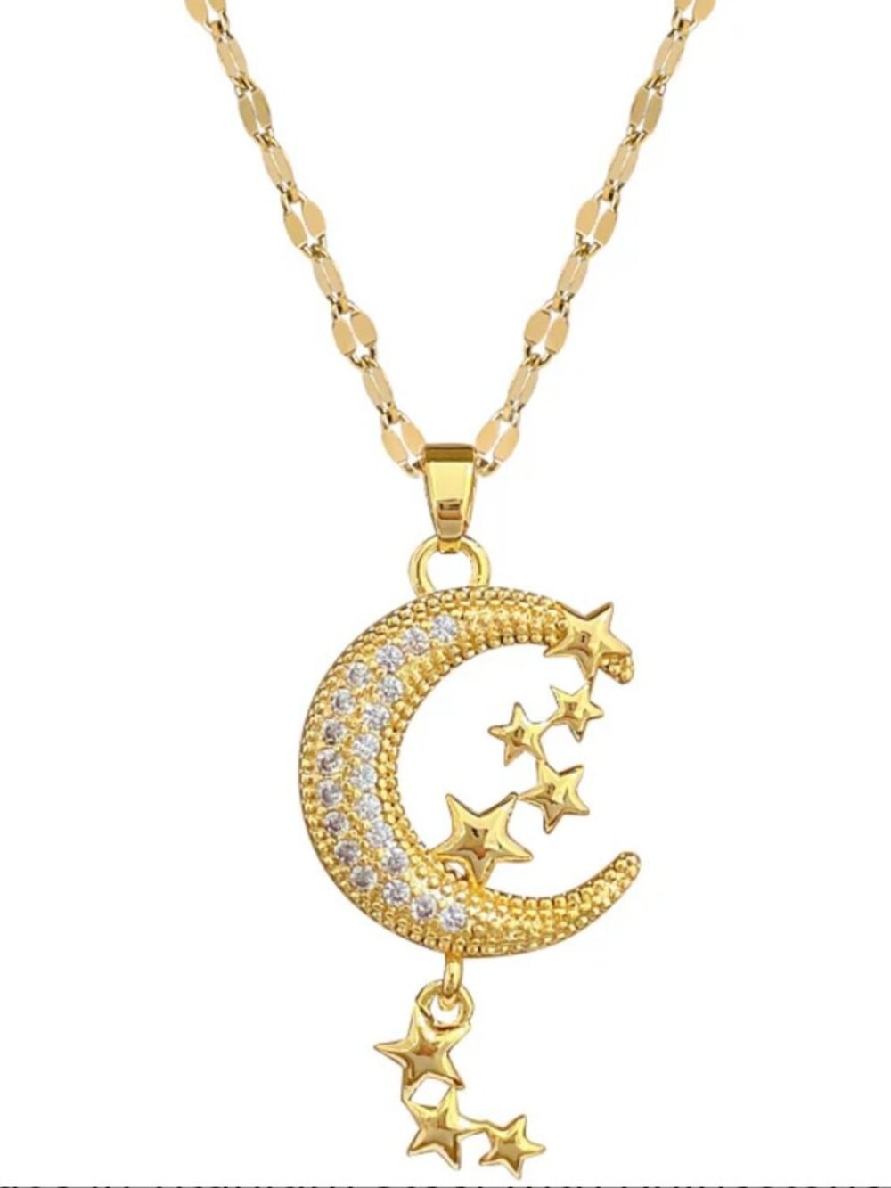 Moon and stars stainless steel necklace